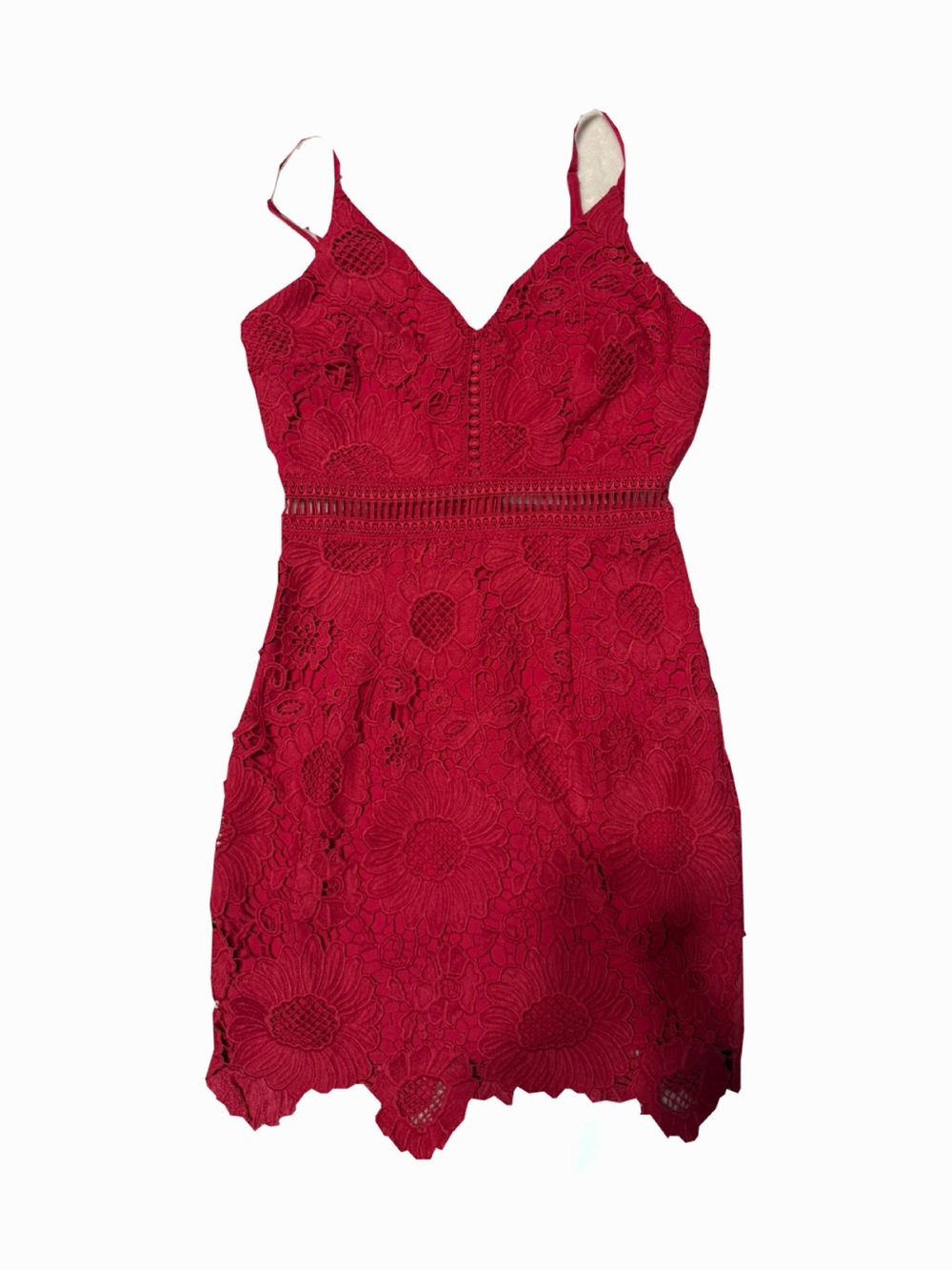 Hot Pink Lace Spaghetti Strap Dress